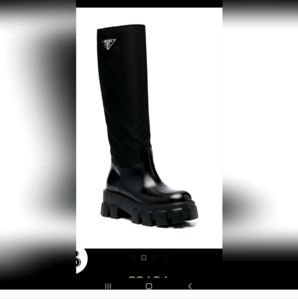 Prada Women's Black Over the Knee Boots Calf Size Inch - Picture 4 of 5